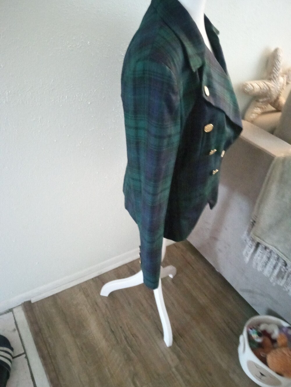 RAFAELLA 100% Wool Black Watch Tartan Plaid Vintage Blazer - Jacket | 6 - Picture 7 of 9